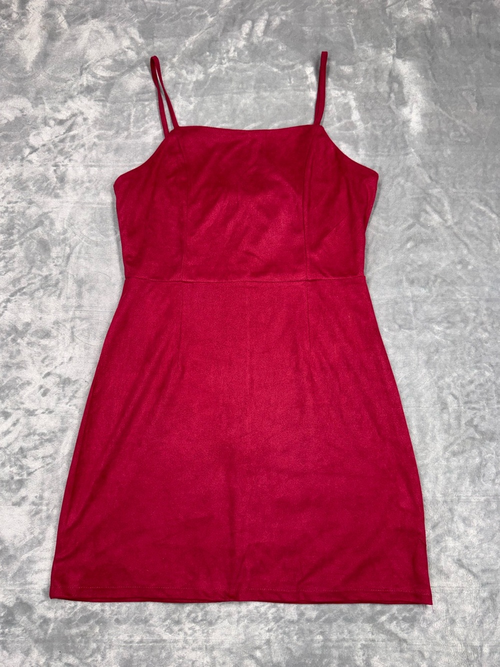 Simple Red Spaghetti Strap Mini Dress